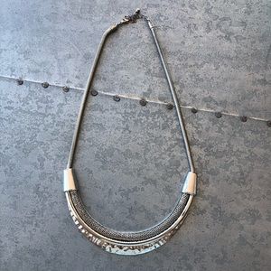 Silver finish crescent necklace